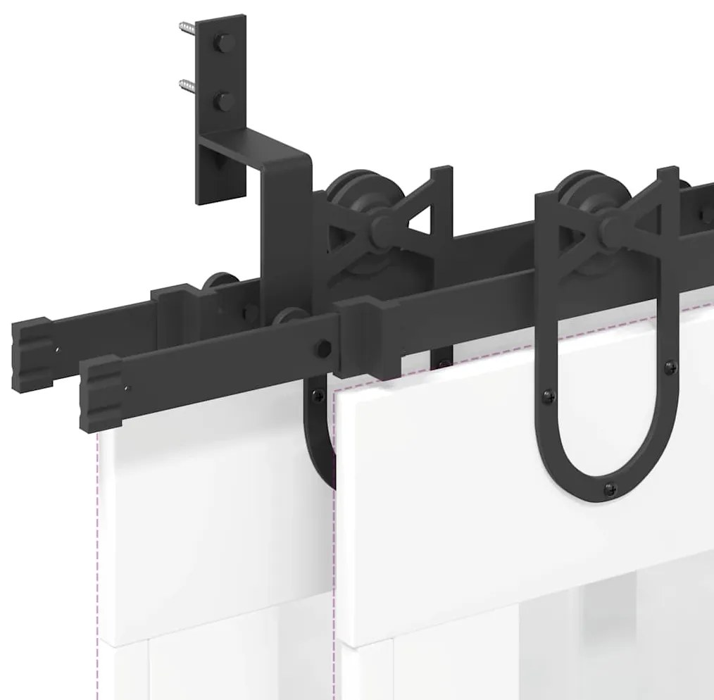 Kit de ferragens para porta deslizante 400 cm aço preto