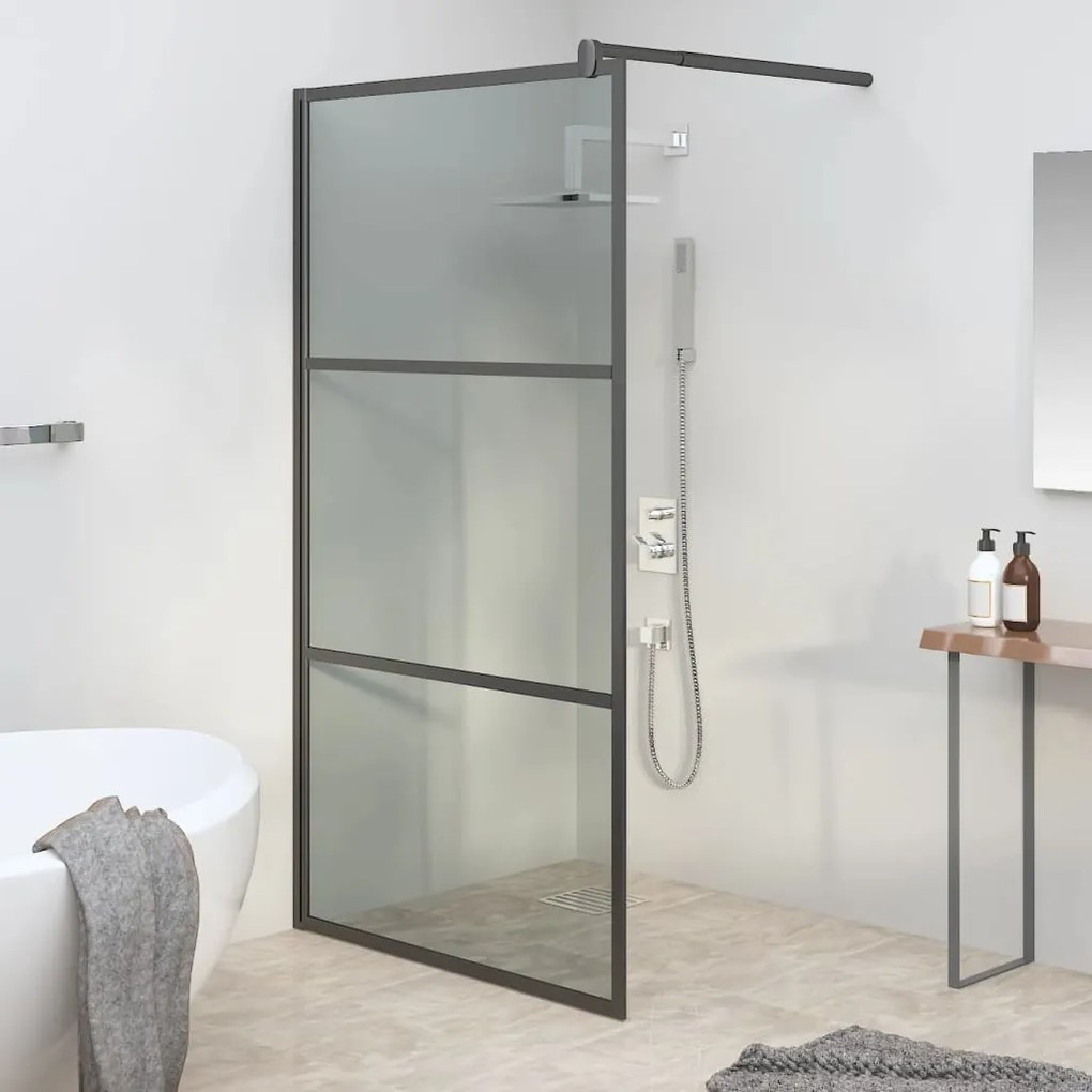 vidaXL Divisória de chuveiro preto 100x195 cm vidro ESG escuro