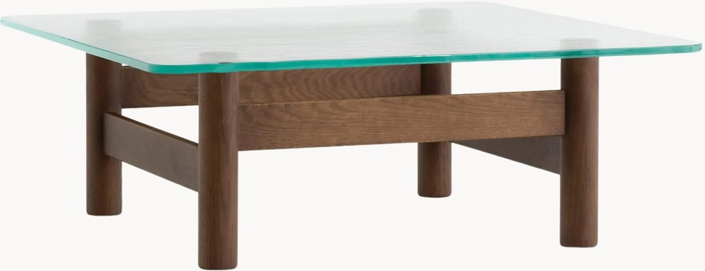 Mesa de centro em madeira de carvalho com tampo de vidro Brasilia