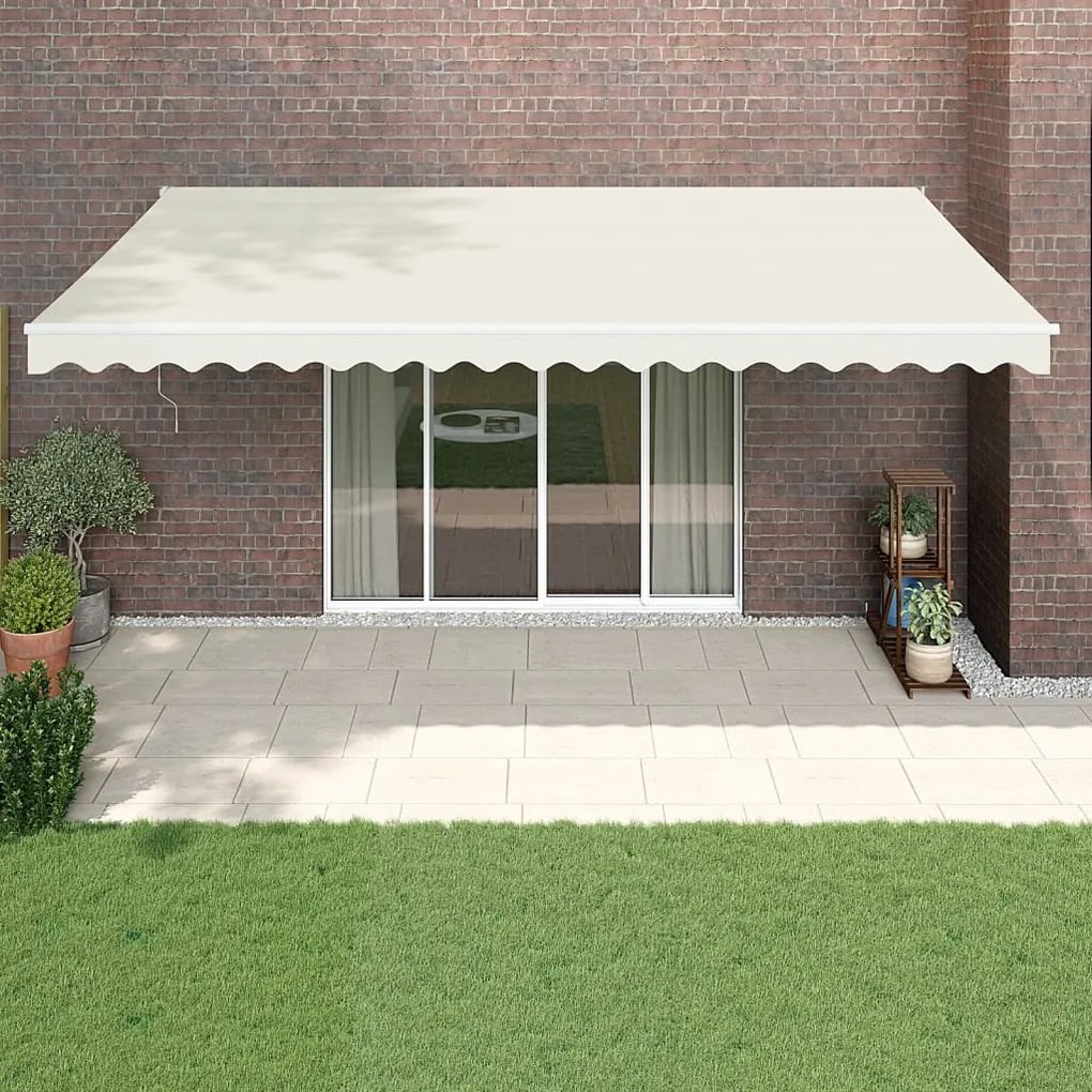vidaXL Toldo retrátil 5x3 m tecido e alumínio cor creme