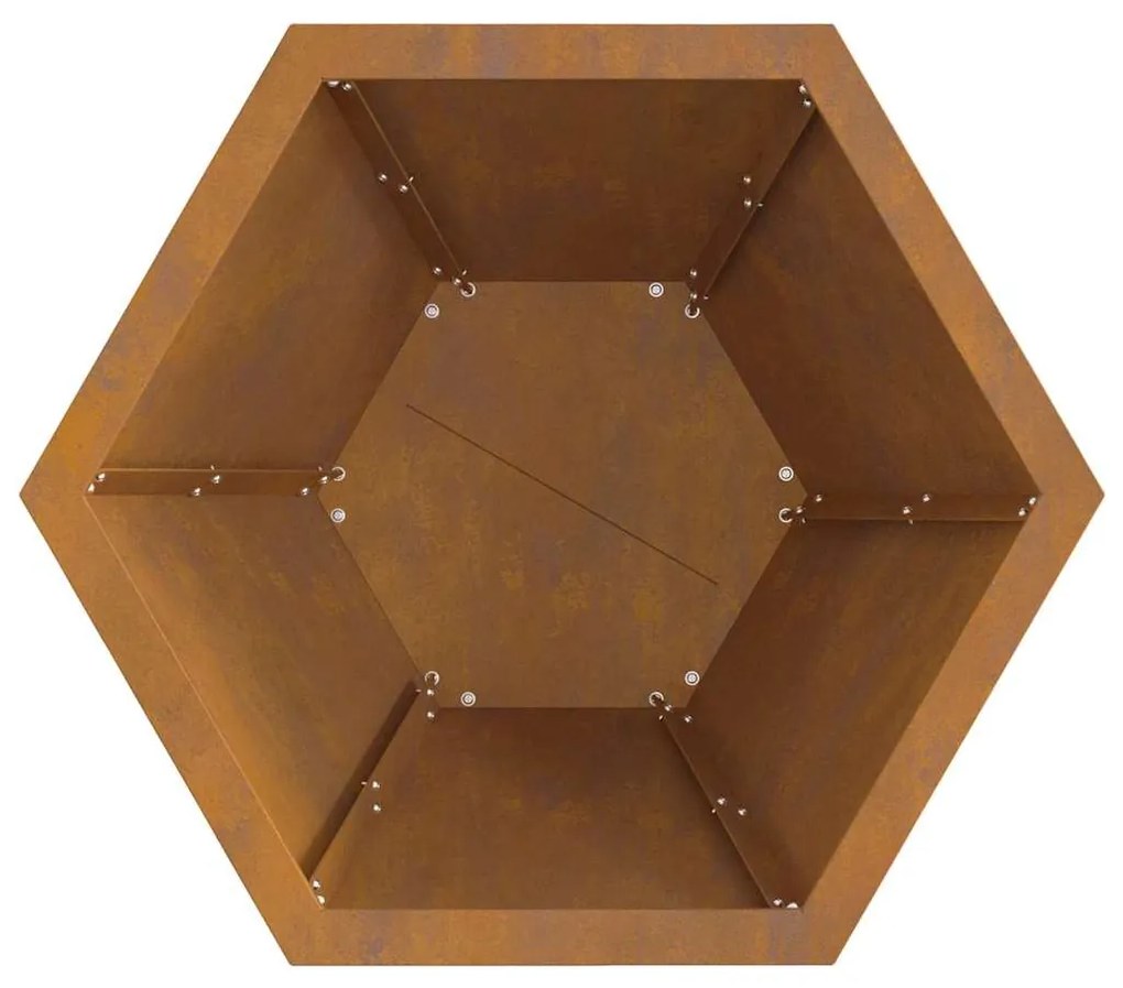 Caminha Hexagonal para Fogo 50x50x40 cm em Aço Envelhecido