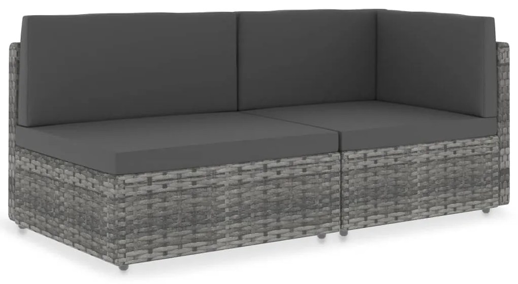 vidaXL Sofá seccional de 2 lugares vime PE cinzento