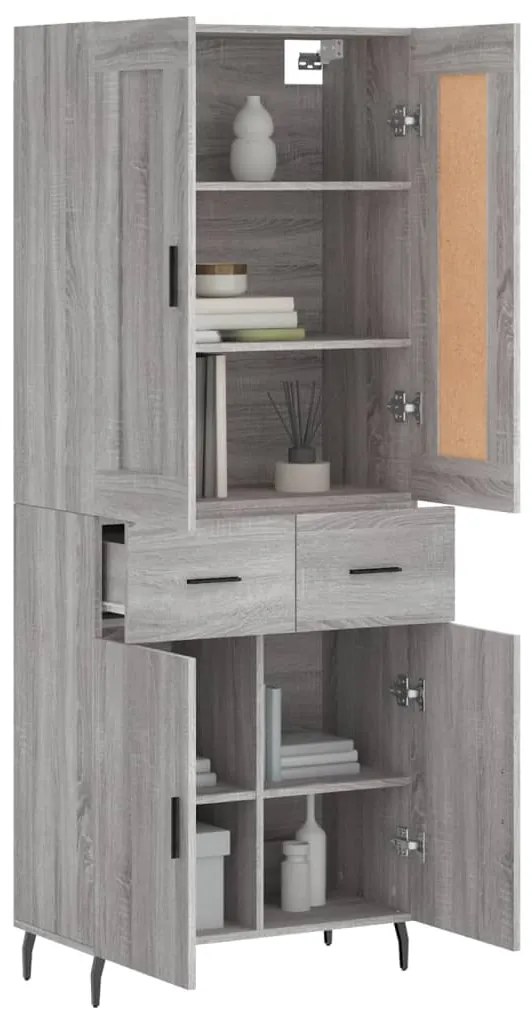 Armário alto 69,5x34x180 cm derivados de madeira sonoma cinza