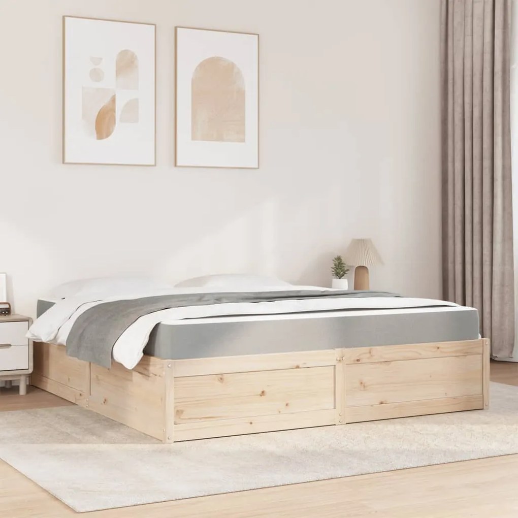 Cama com colchão 180x200 cm madeira de pinho maciça