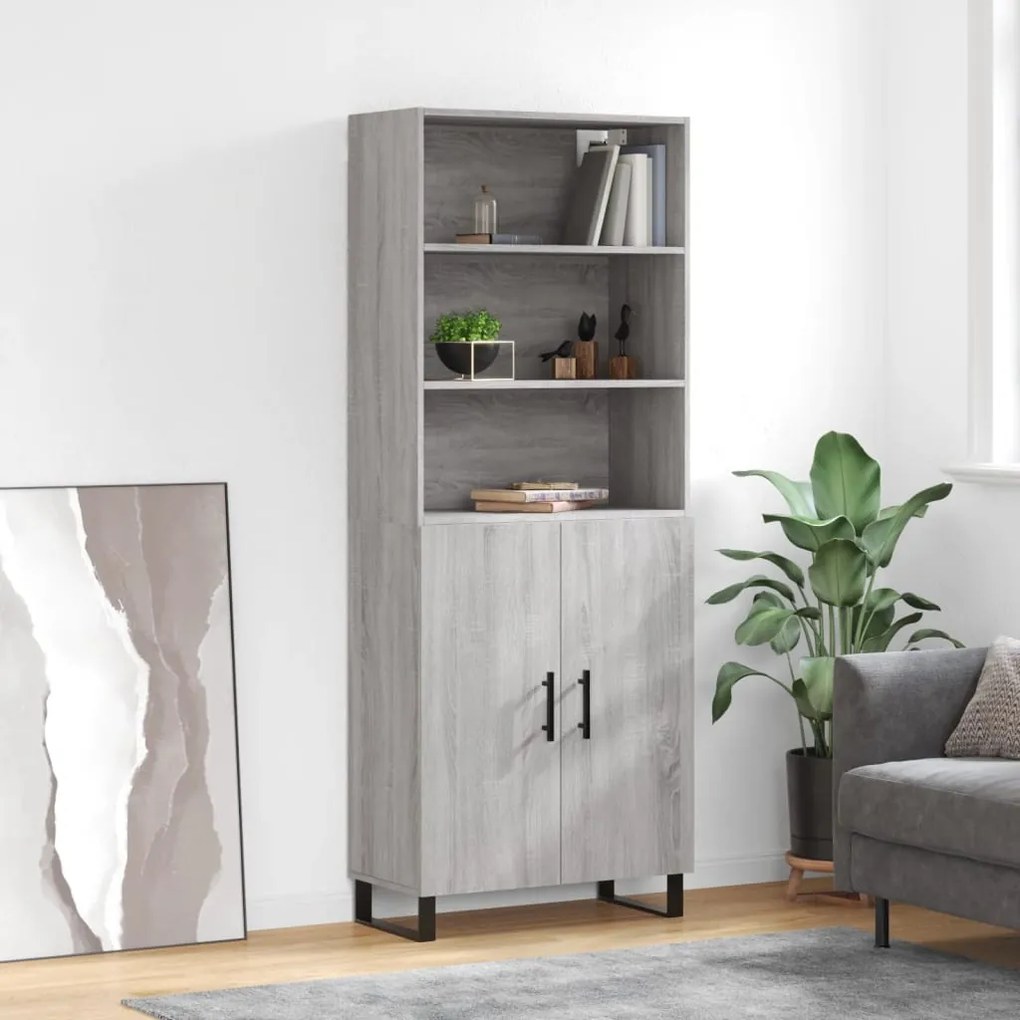 vidaXL Armário alto 69,5x34x180 cm derivados de madeira sonoma cinza