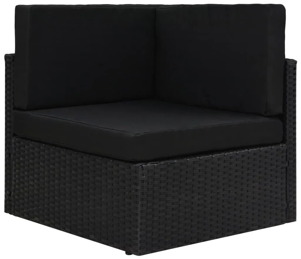 8 pcs conjunto lounge de jardim c/ almofadões vime PE preto