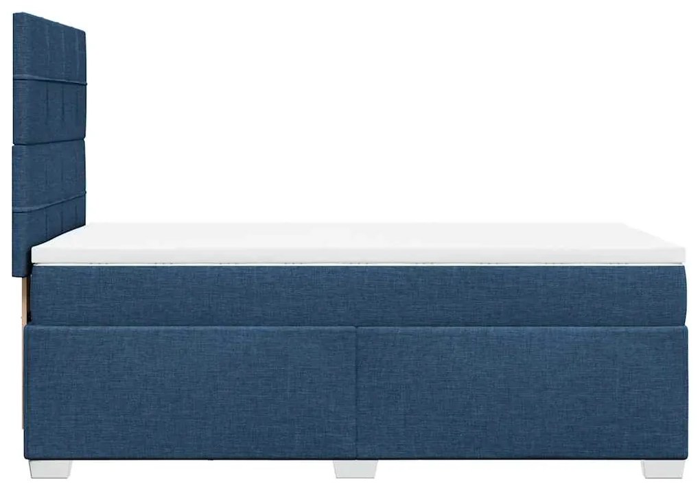 Cama com molas/colchão 90x200 cm tecido azul