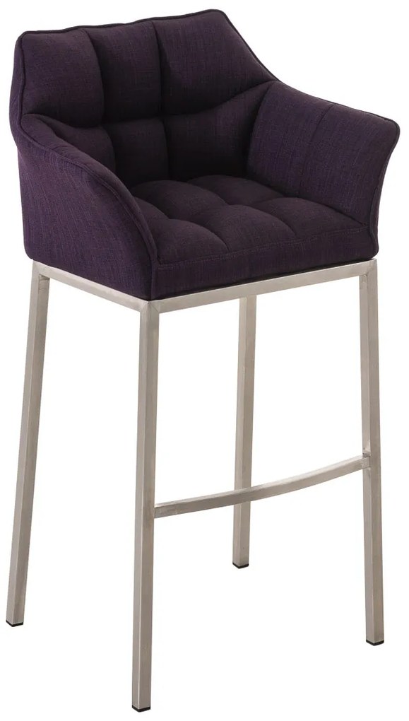 Banco de bar Damaso em tecido com estrutura prateada 64 x 110 x 48 cm Roxo