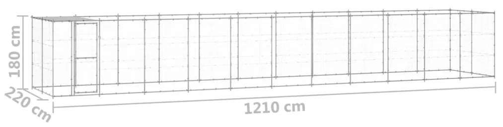 Canil de exterior com telhado 26,62 m² aço galvanizado