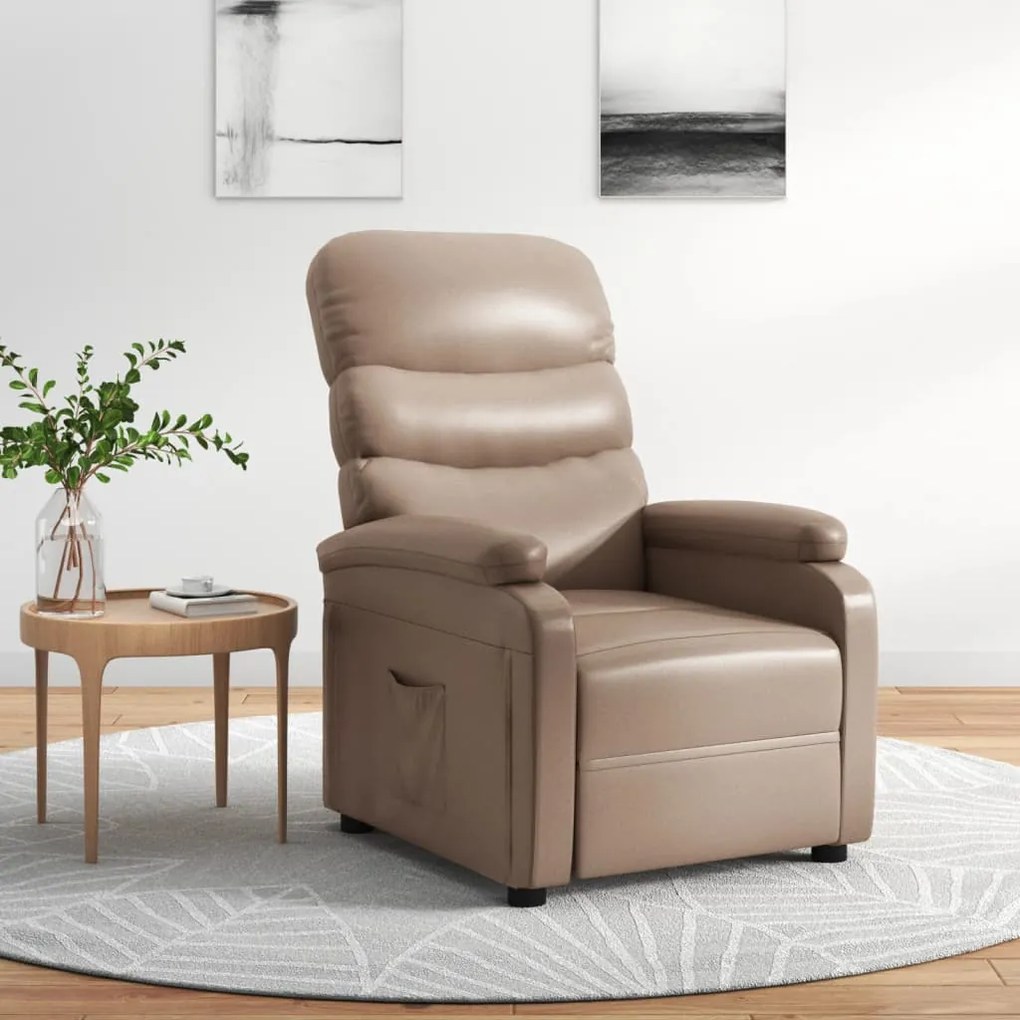 289688 vidaXL Poltrona reclinável couro artificial cor cappuccino