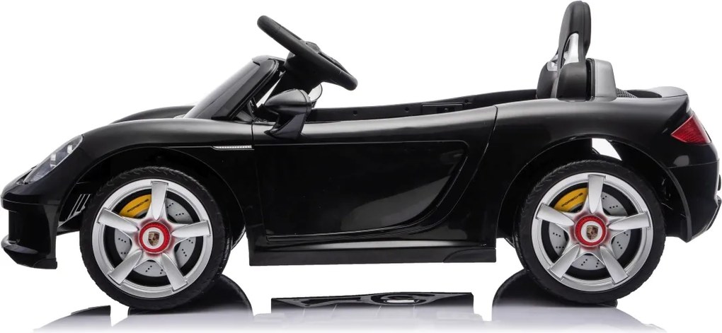 Carro elétrico para Crianças 12V de 2 a 5 anos Porsche 911 Carrera, Rodas de espuma EVA, Assento Couro ecológico e controlo remoto Preto