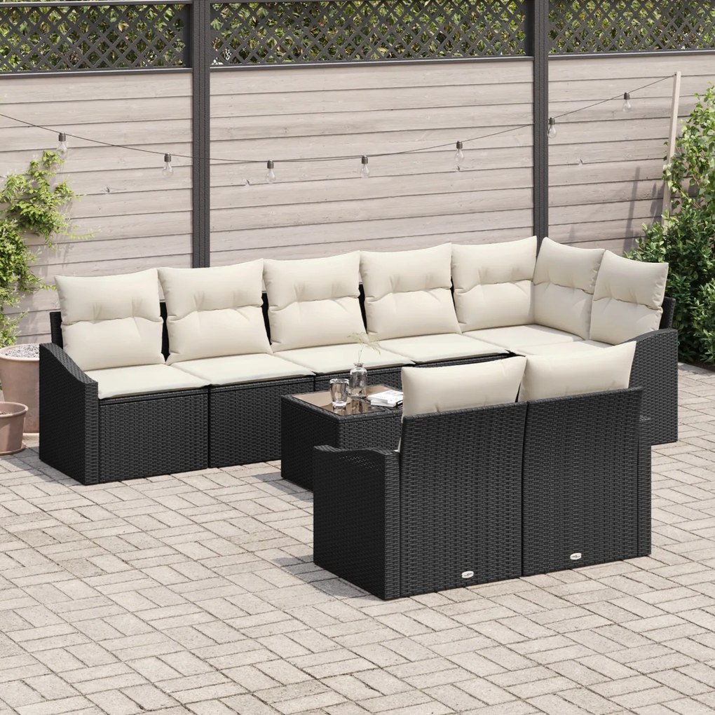 Conjunto de Jantar para Jardim de 8 Peças com Almofadas em Vime Castan