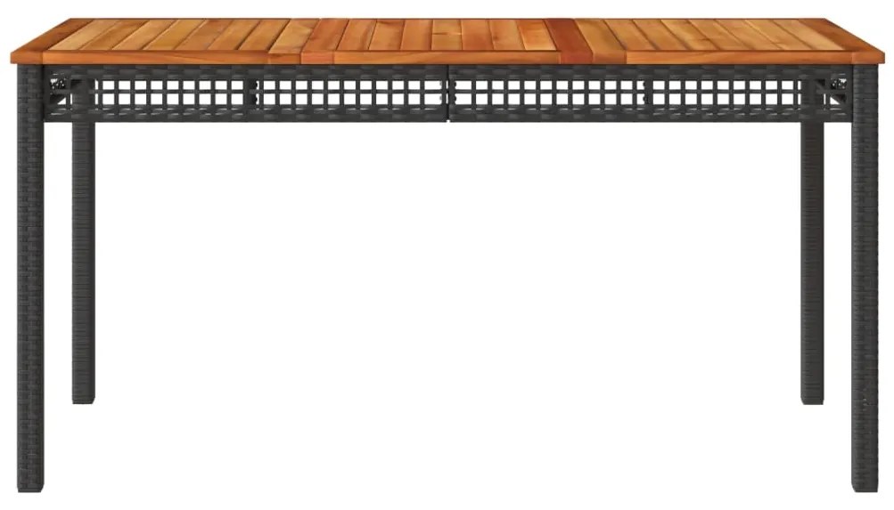 Mesa de jardim 140x80x75 cm vime PE e madeira de acácia preto