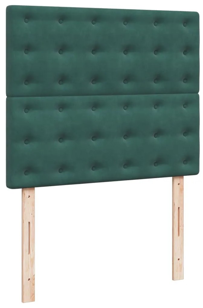 Cama boxspring com colchão 120x190 cm veludo verde-escuro