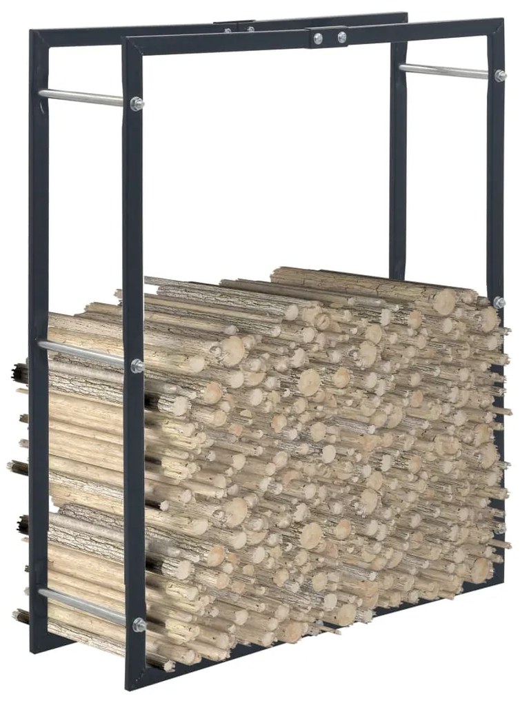Suporte para lenha 80x25x100 cm aço preto