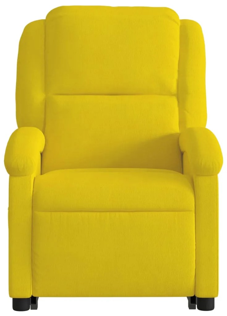 Poltrona massagens reclin. elevatória elétrica veludo amarelo