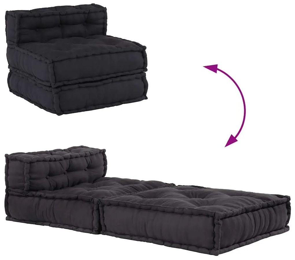 Pufe modular 70x70x54 cm tecido antracite