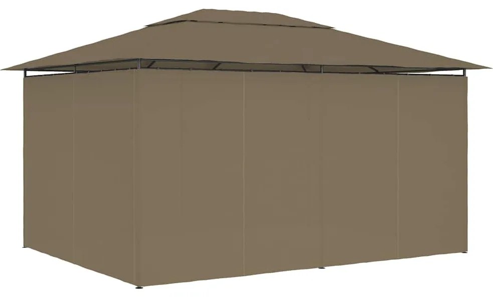 Tenda de jardim com cortinas 4x3m 180 g/m² cinzento-acastanhado