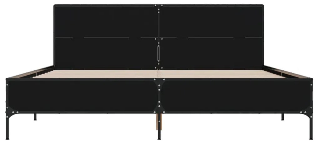 Estrutura de cama 135x190 cm derivados de madeira/metal preto