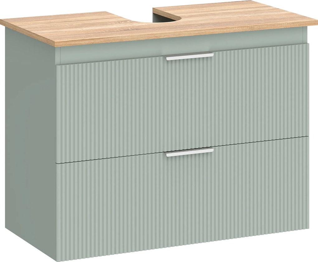 HOMCOM Móvel para Lavatório com 2 Gavetas com Frentes Onduladas Para Lavatórios com ou sem Pedestal 80x40x60 cm Verde e Natural | Aosom Portugal