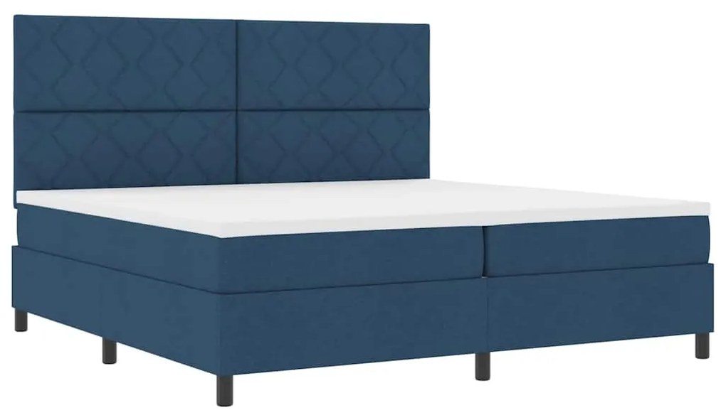 Cama Box com colchão e luz LED, azul marinho, 200 x 200 cm, tecido.