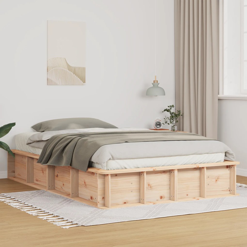vidaXL Cama com Armazenamento Elevável , 140 x 200 cm em Pinheiro Sólido