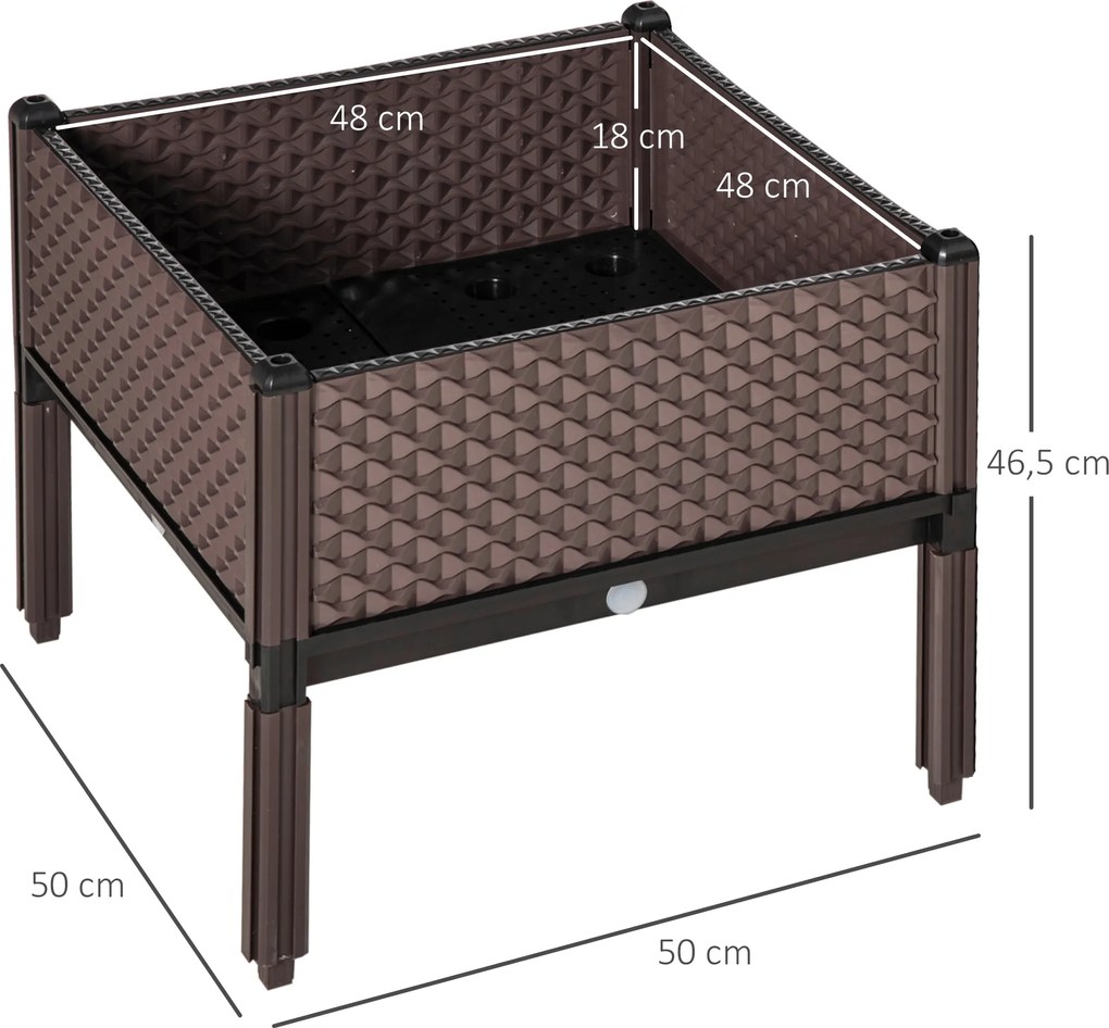Conjunto de 2 Floreiras de Exterior Quadradas Elevadas Combinação Livre Floreiras para Jardim 50x50x46,5 cm Castanho