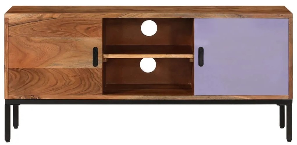 Móvel TV 110x30x50 madeira acácia maciça castanho mel e cinza