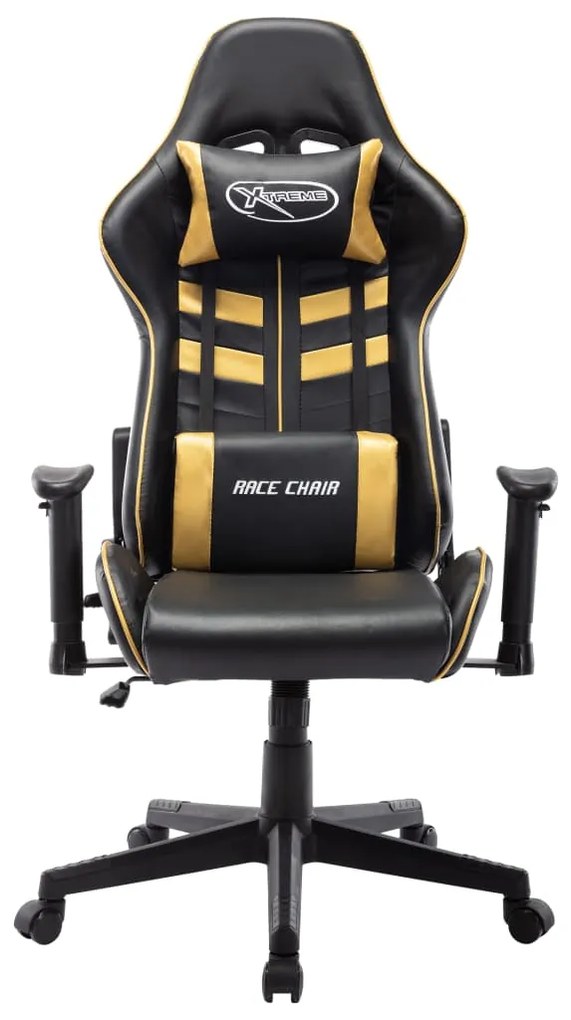 Cadeira de gaming couro artificial preto e dourado