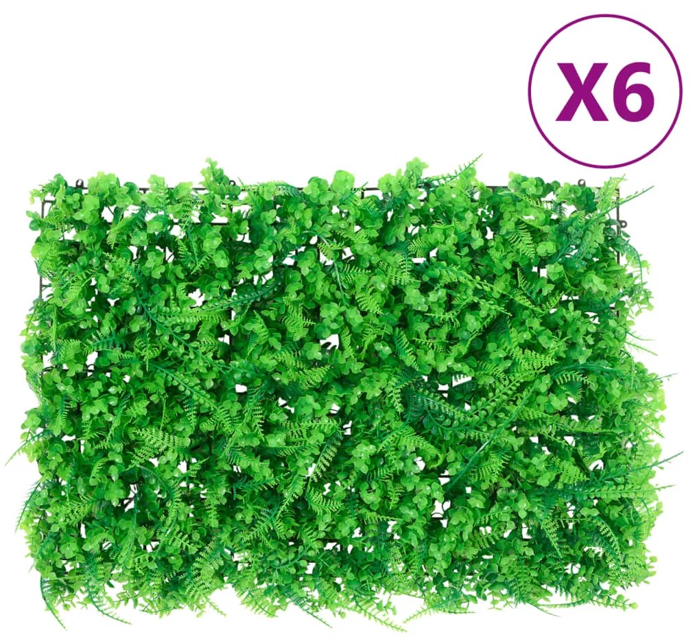  vidaXL Vedação de folhas de feto artificiais 6 pcs 40x60 cm verde
