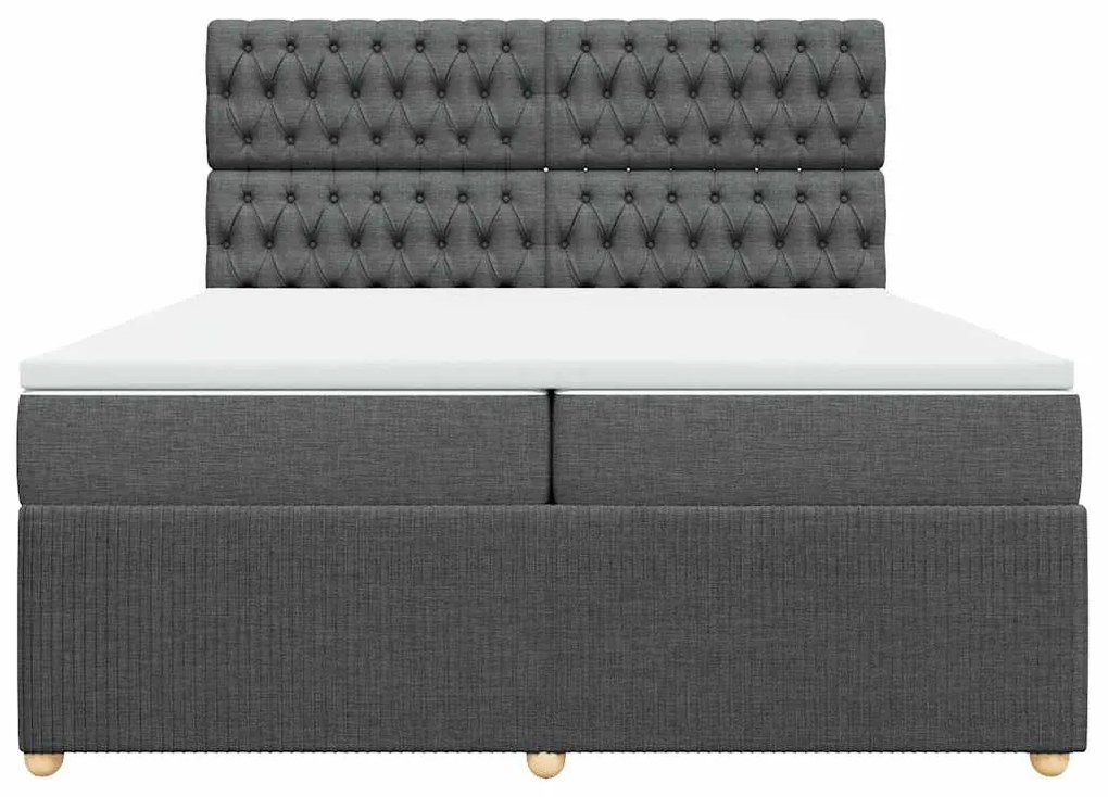 Cama com molas/colchão 200x200 cm tecido cinzento-escuro