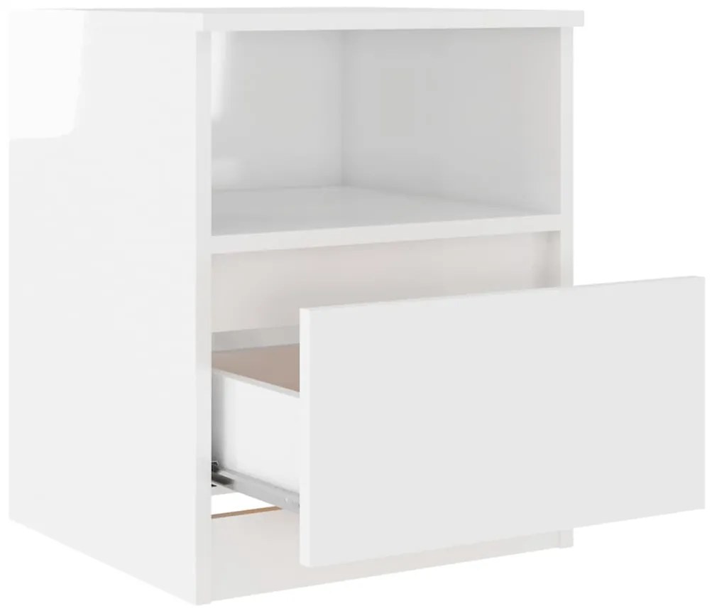 Mesa de cabeceira derivados de madeira branco brilhante