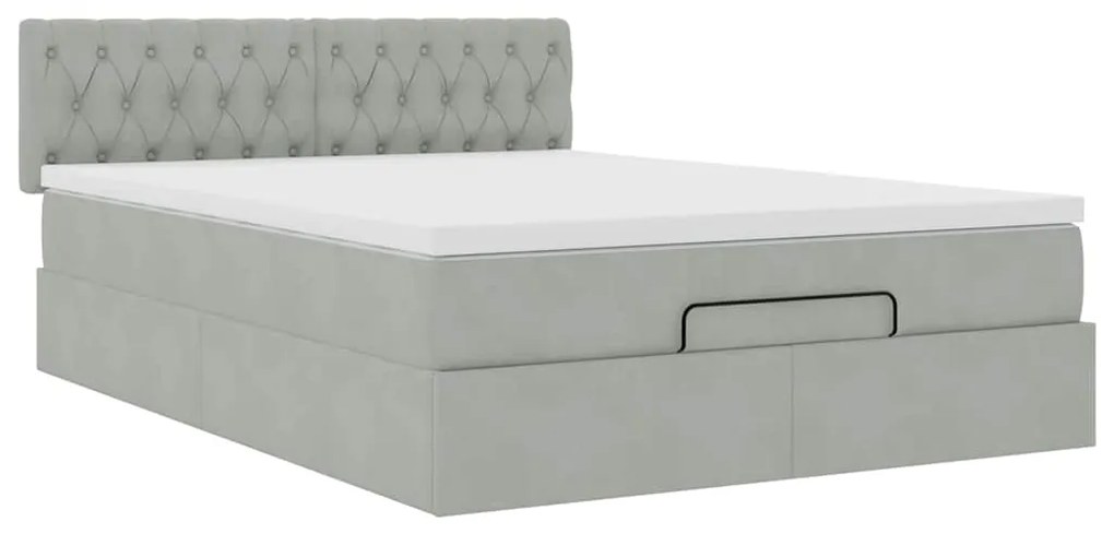 Estrutura de cama otomana com colchão 140x200 cm cinzento claro