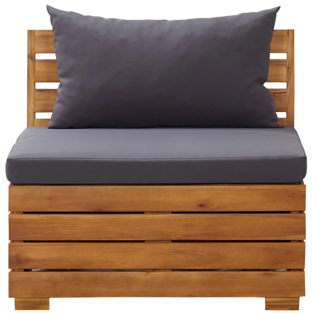 8 pcs conjunto lounge jardim c/ almofadões acácia cinza-escuro