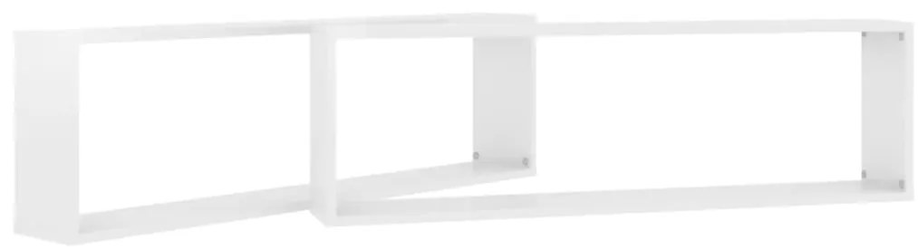 Estantes parede cúbicas 2pcs derivados madeira branco brilhante