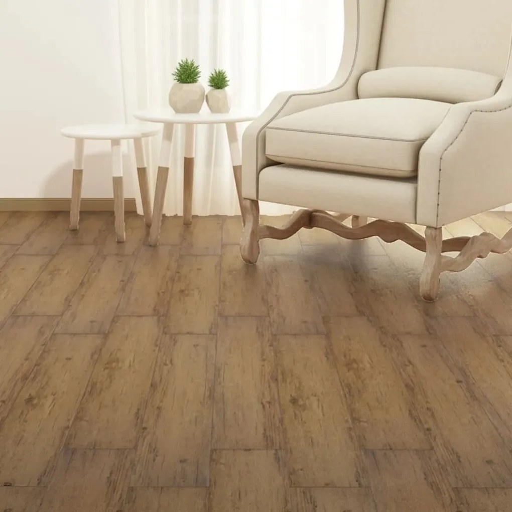 330177 vidaXL Tábuas de soalho PVC autoadesivo 5,21 m² 2mm castanho nogueira