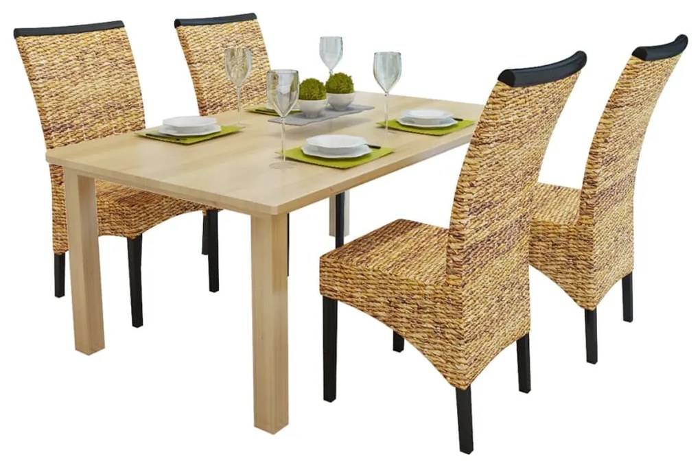 vidaXL Cadeiras de jantar 4 pcs abacá e madeira de mangueira maciça