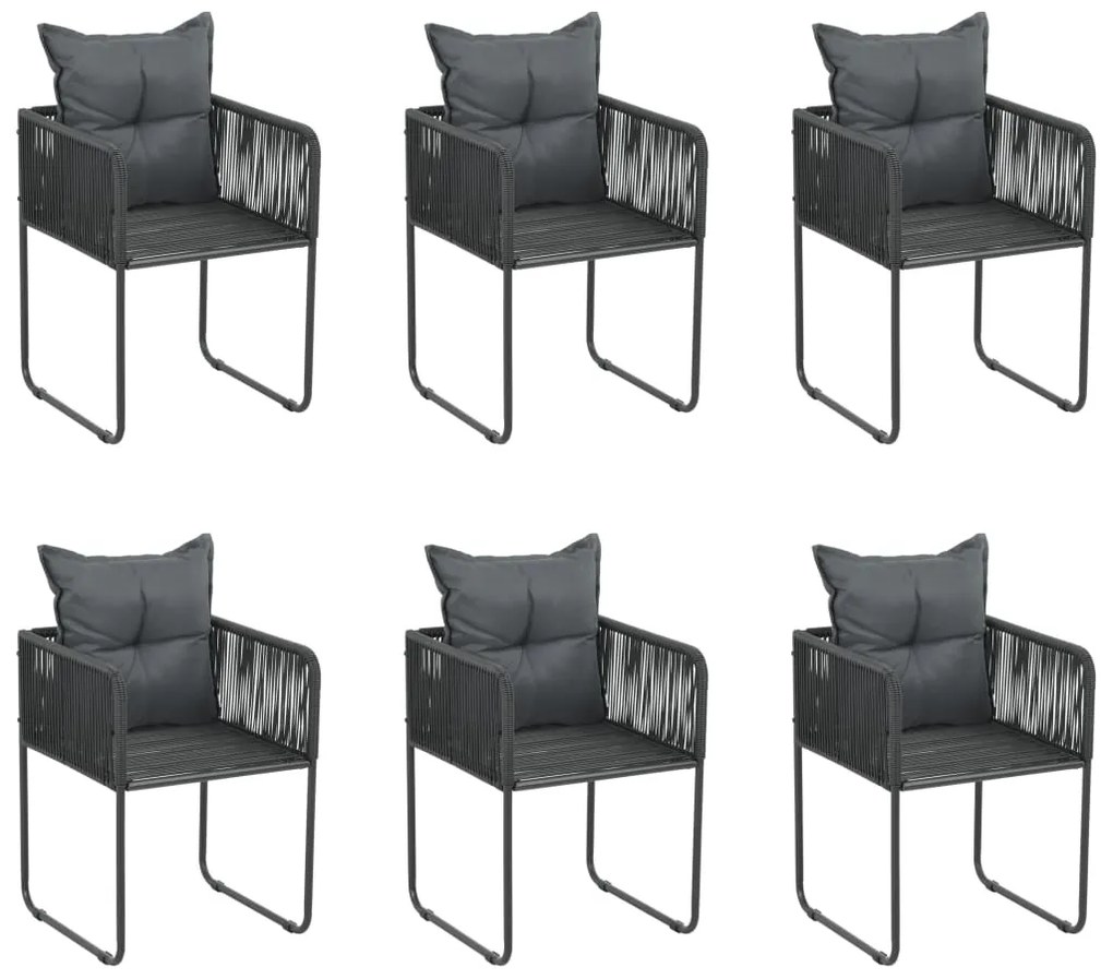 7 pcs conjunto de jantar para jardim preto
