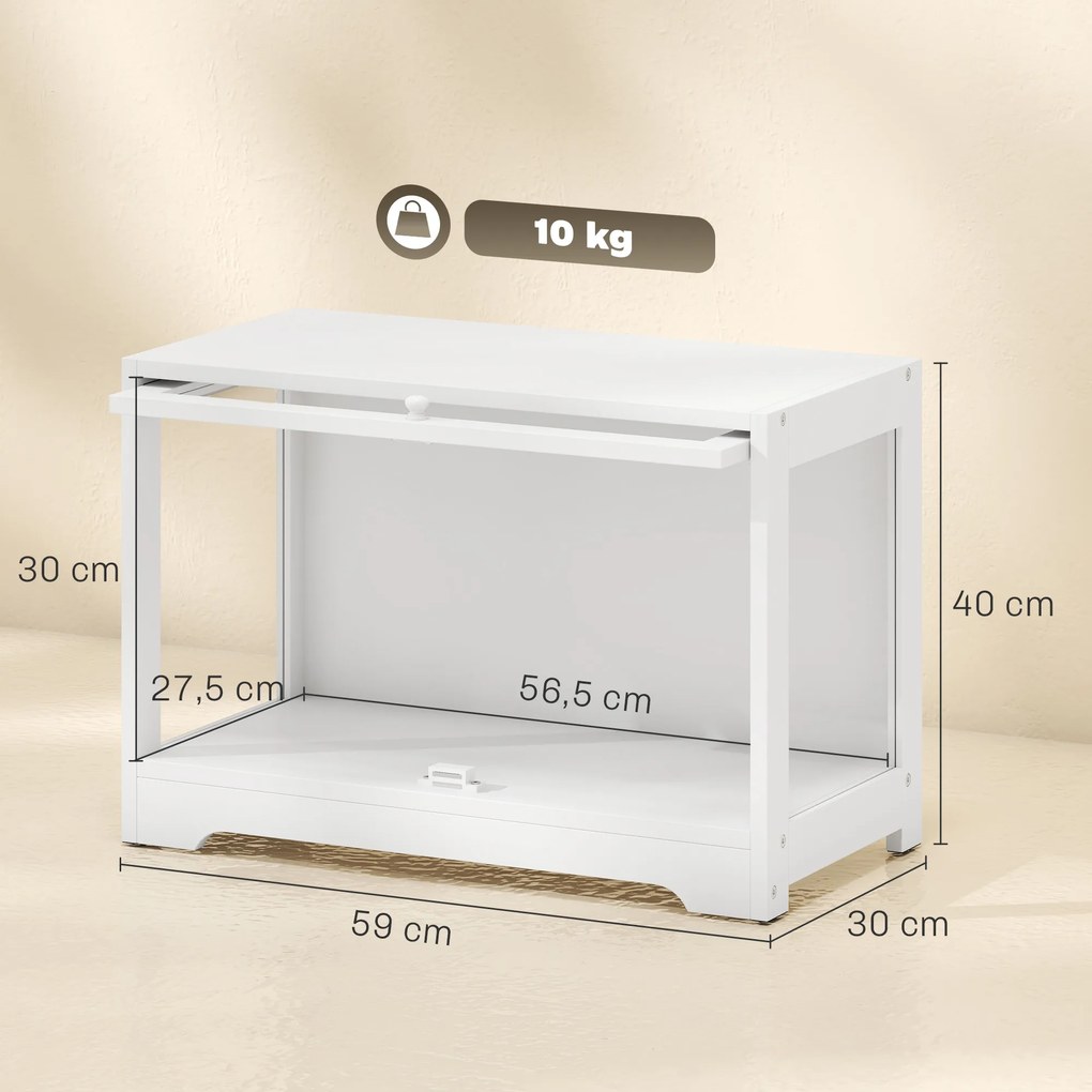 Vitrine Expositora para Coleções com Porta Acrílica Elevatória Deslizante para Figuras Decorativas 59x30x40 cm Branco