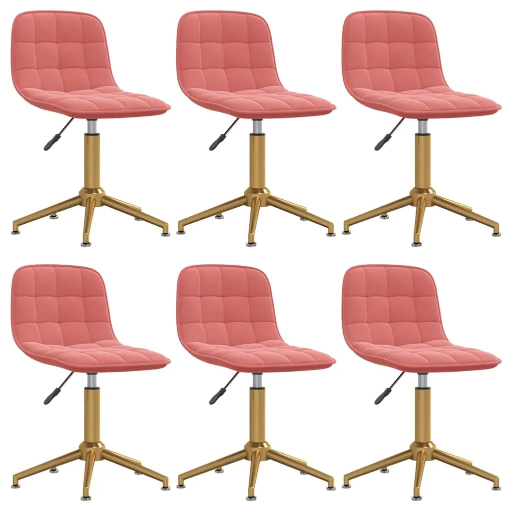 vidaXL Cadeiras de jantar giratórias 6 pcs veludo rosa