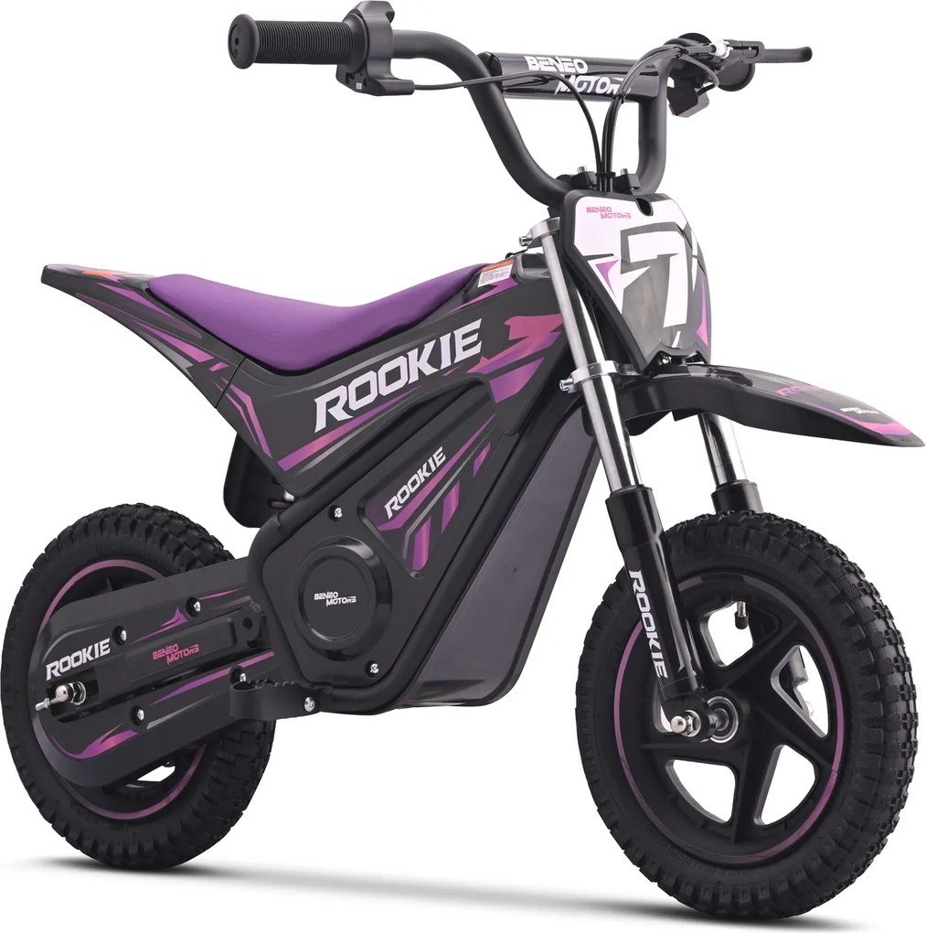 Mota elétrica para crianças ROOKIE 24 V (12"), bateria de lítio, motor sem escovas de 250 W, travão de disco Roxa