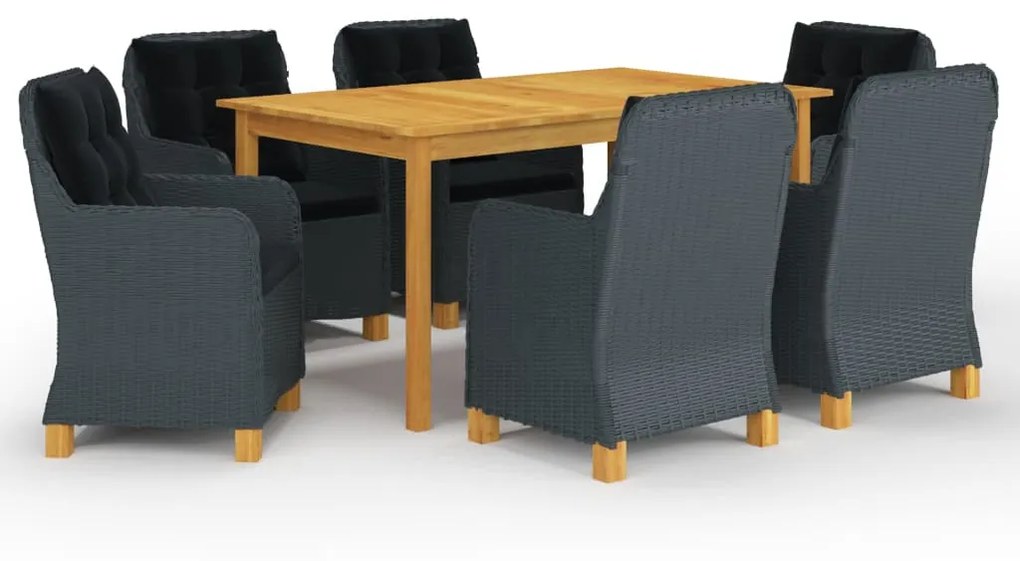 vidaXL 7 pcs conjunto de jantar para jardim cinzento-escuro