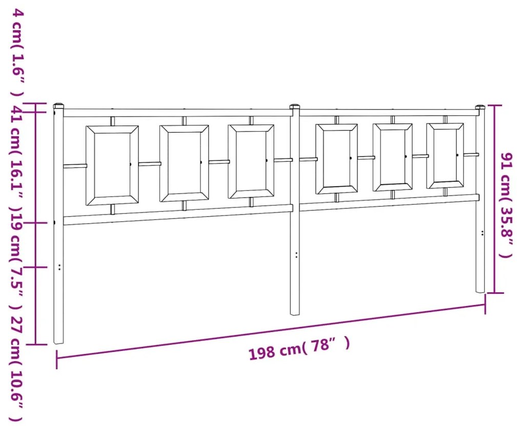 Cabeceira de cama 193 cm metal branco