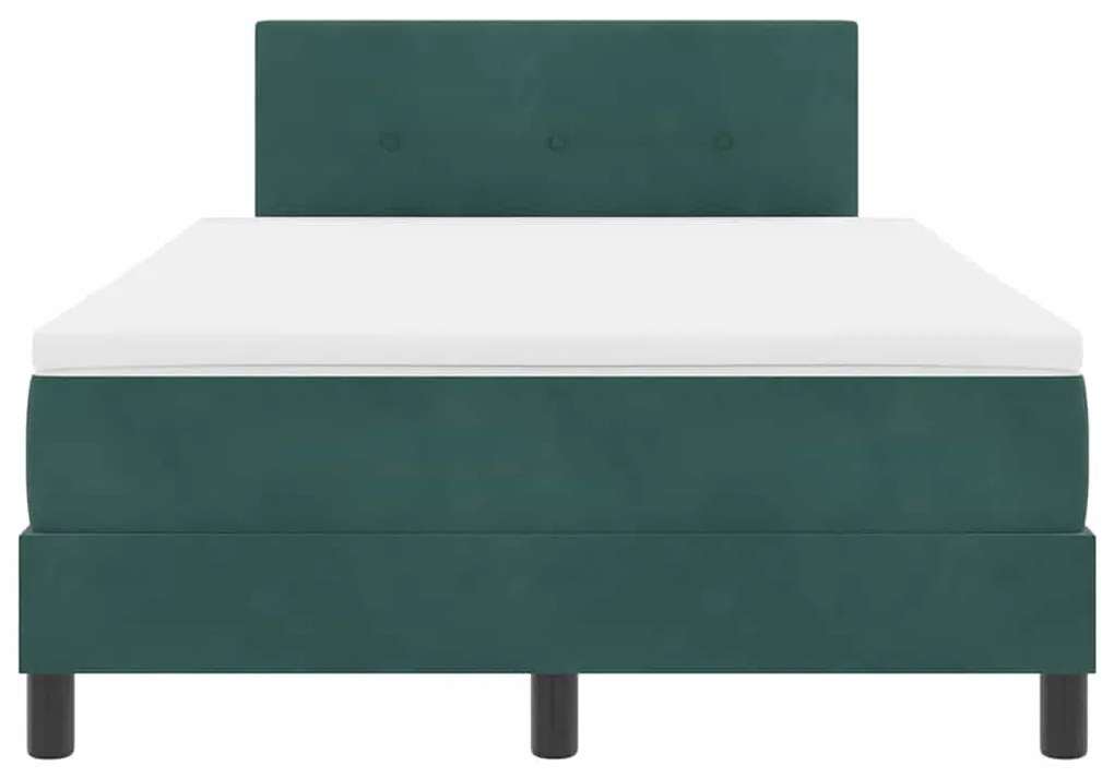 Cama Box com Colchão &amp; LED Verde Escuro 120x200 cm Veludo