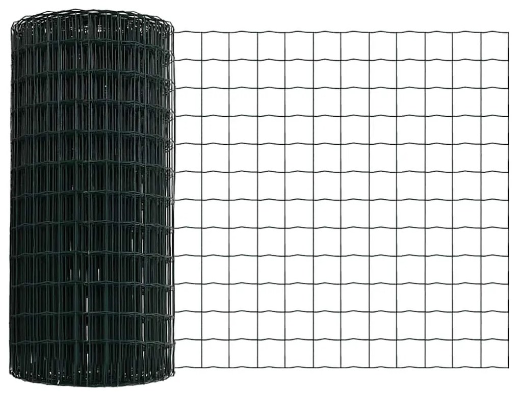 Cerca Euro com 7 postes 0,8 x 10 m em aço galvanizado verde