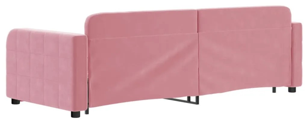 Sofá-cama com gavetão 80x200 cm veludo rosa