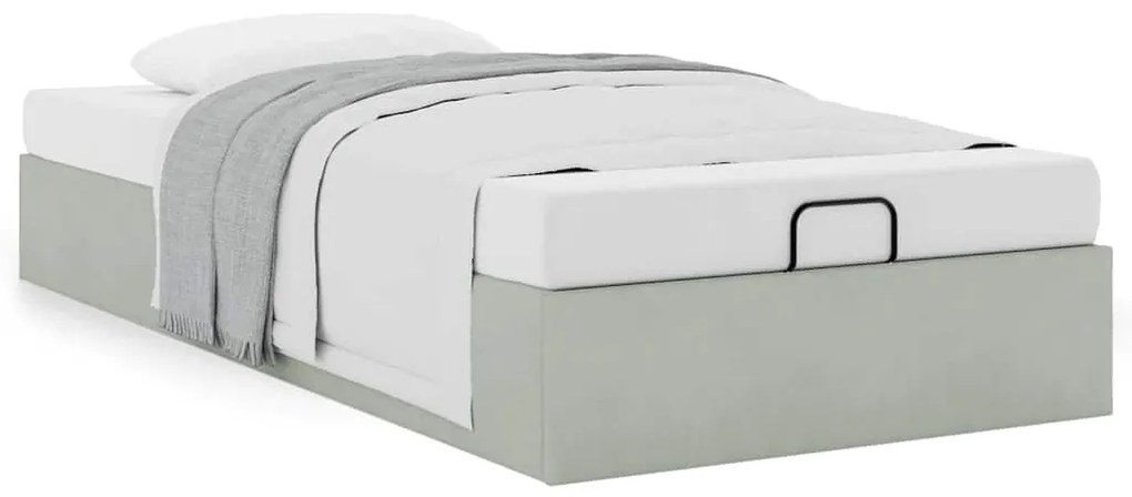 Ottoman Bed Frame No Colchão Cinzento Claro 100x200 cm Veludo
