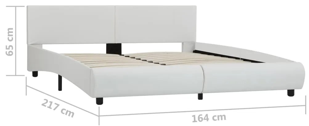 Estrutura de cama com LED 160x200 cm couro artificial branco