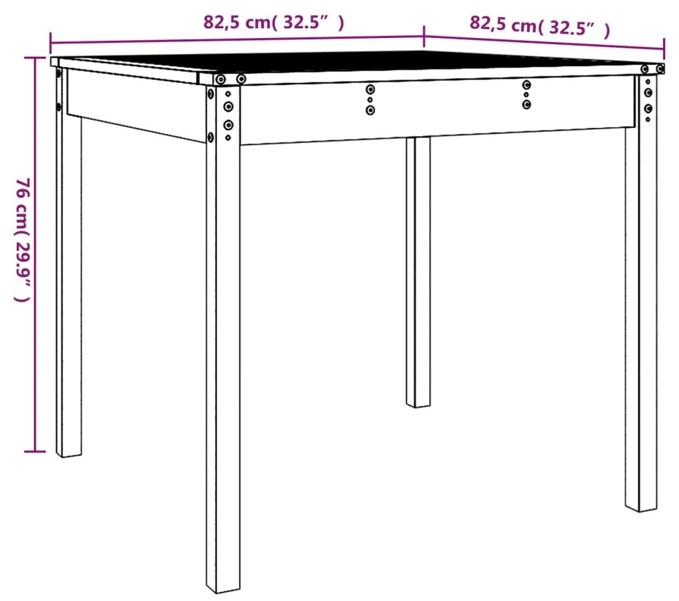 Mesa de jardim 82,5x82,5x76 cm madeira de pinho maciça