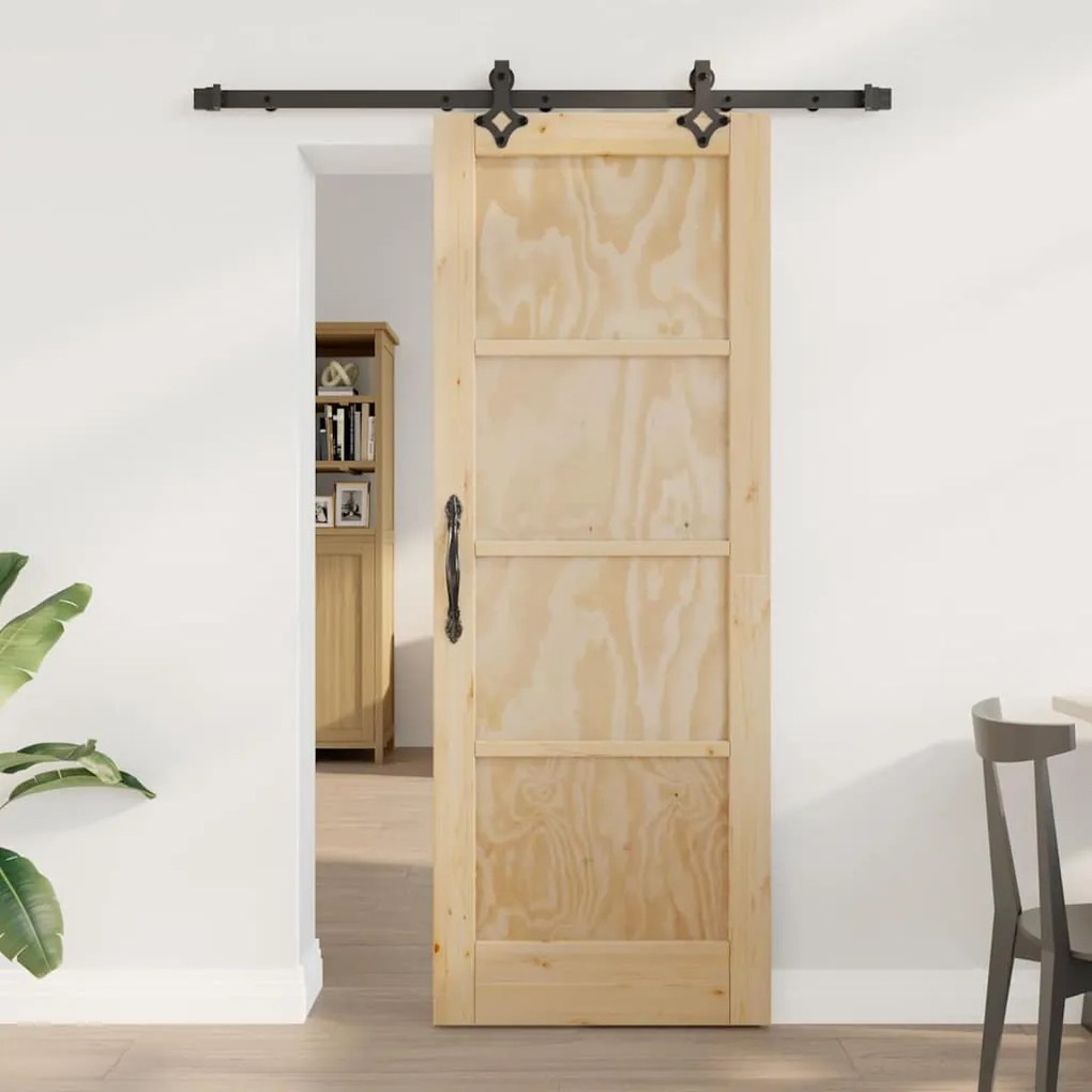 porta deslizante vidaXL com conjunto de ferragens 'ORKDAL'Madeira Sólida de Pinheiro